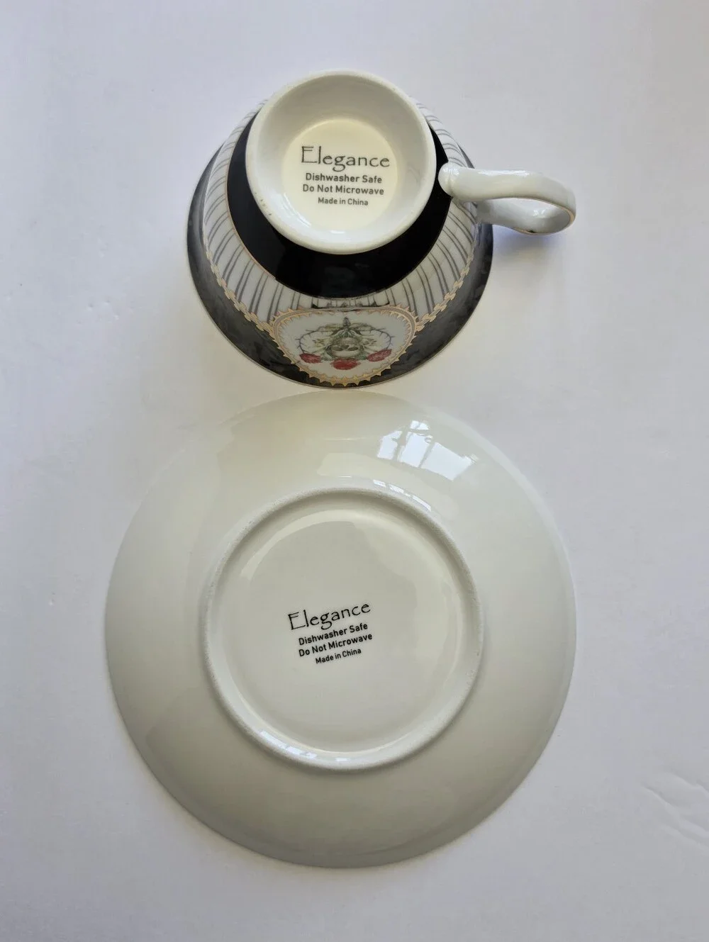 Park Chateau Elegance 2 Piece Skull Roses Moth Tea Cup and Saucer Gold Trim